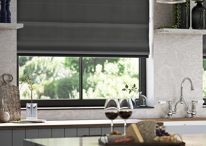Ultra Luxe Velvet, Dark Grey - Motorised Roman Blind - Image 5